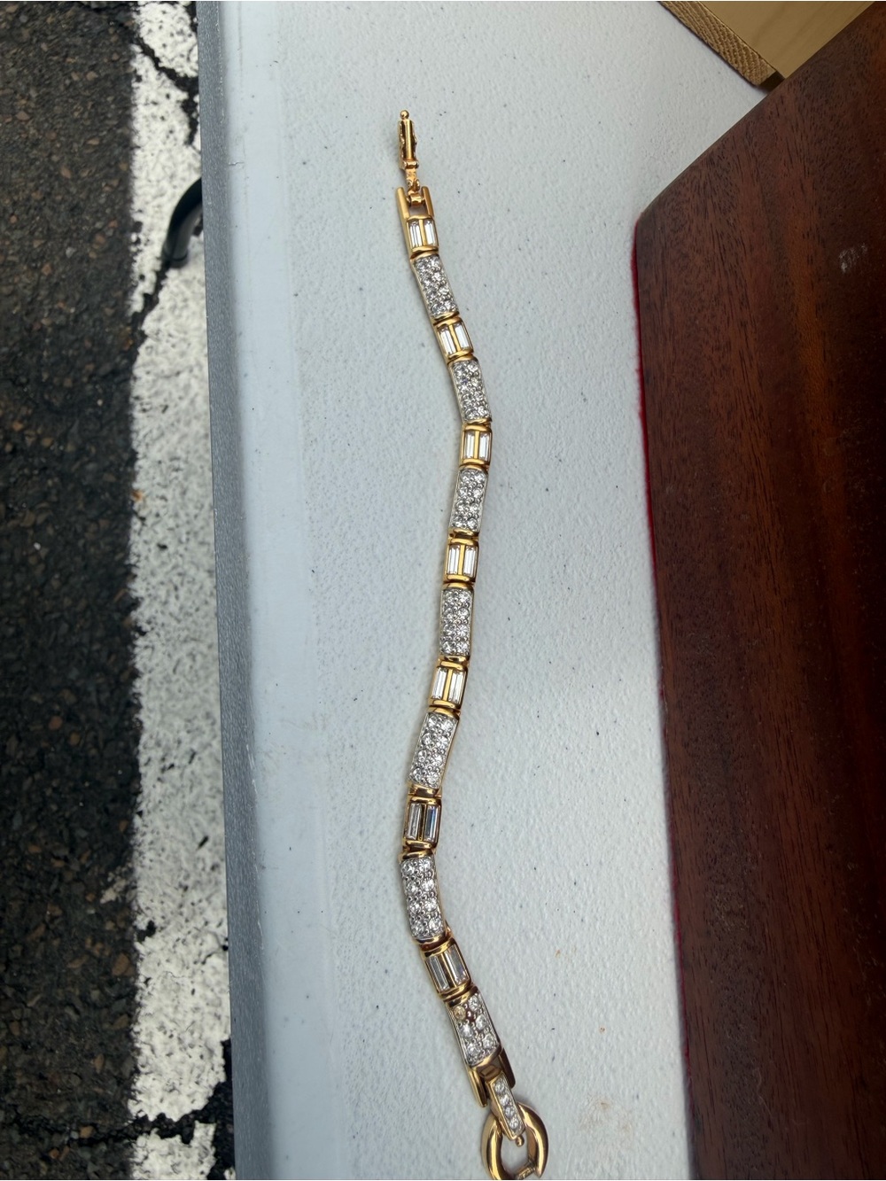 Gold and Silver tone Swarovski Crystal Tennis Bracelet - Women